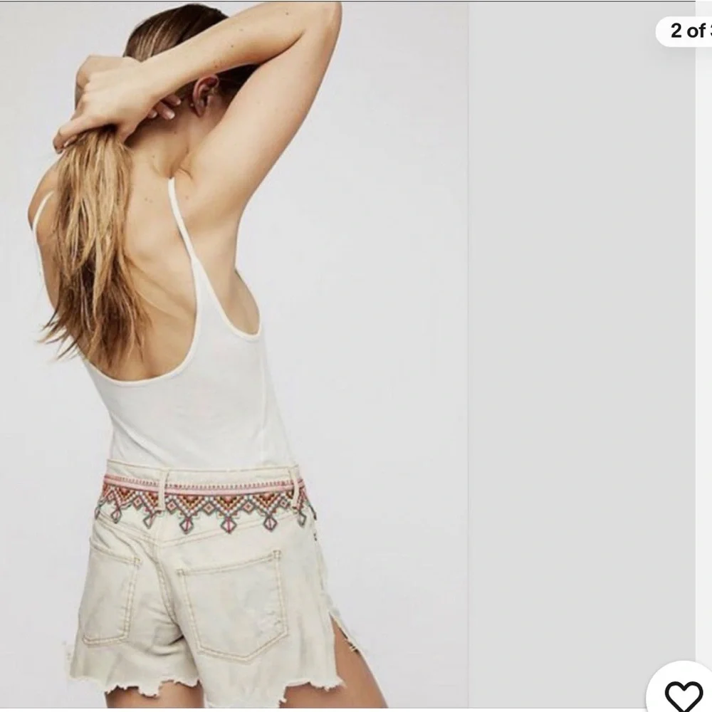 FREE PEOPLE We The Free Aztek Borderline denim shorts